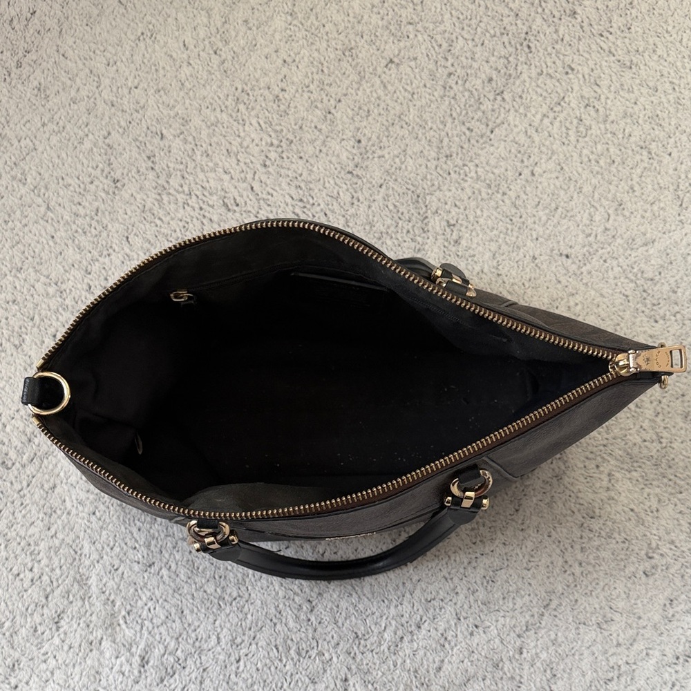 Coach Brown Signature Canvas Tote - Picture 3 of 4
